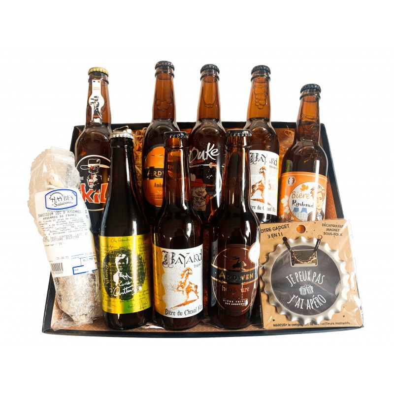 Coffret cadeau bière, verres et noix