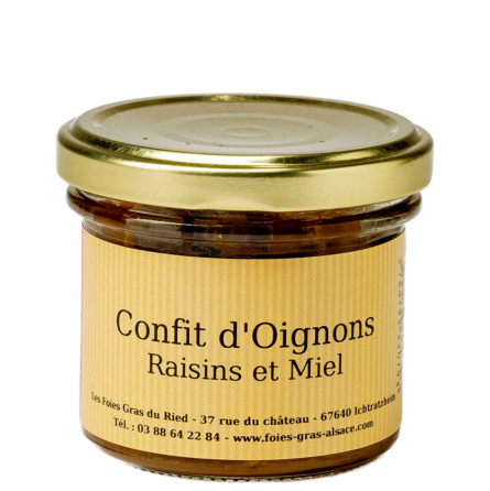 Confit d'oignons, raisins et miel 100gr - Condiments & sauces - Acheter sur  Le Pressoir des Gourmands